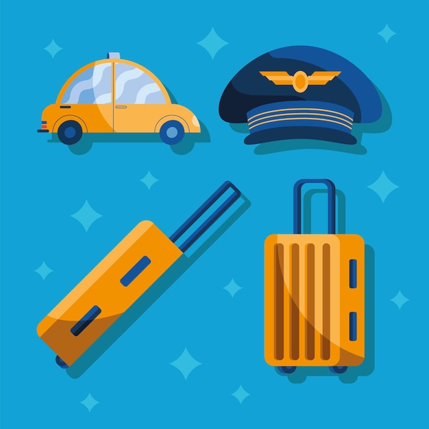 Suitcases and pilot hat