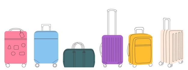 Suitcases set in flat style isolated vector