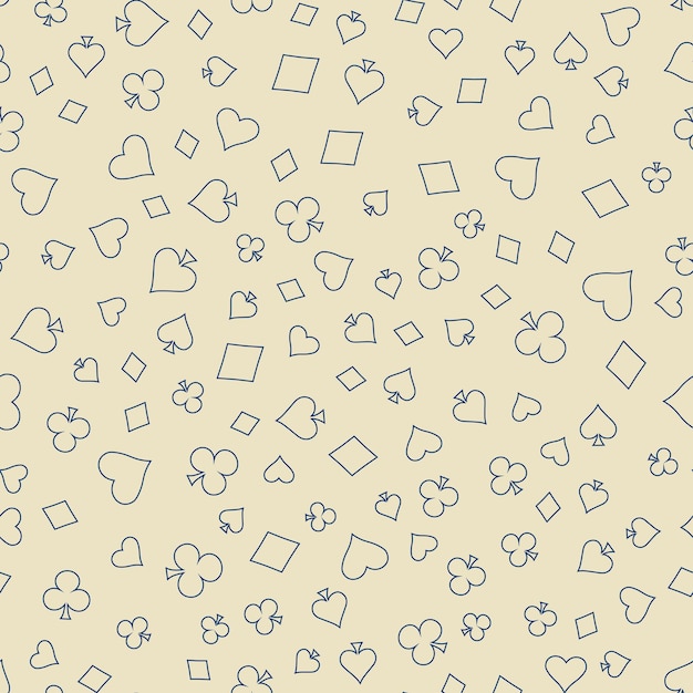 Suits Card Signs Seamless Pattern Background Hearts Diamonds Spades and Clubs