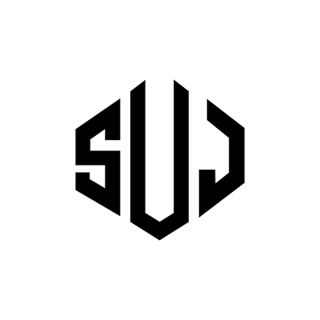 다각형 모양의 SUJ 글자 로고 디자인 SUJ 다각형 및 큐브 모양의 LOGO 디자인 SUJ 육각형 터 로고 템플릿 색과 검은색 SUJ 모노그램 비즈니스 및 부동산 로고