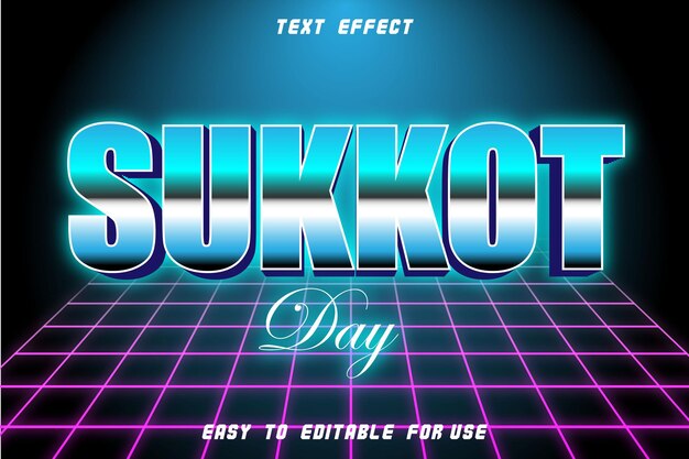 Sukkot Day 편집 가능한 텍스트 효과 엠보싱 복고풍 스타일