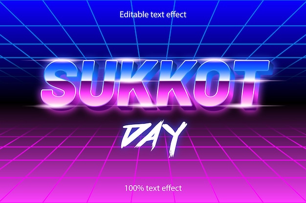 Vector sukkot day editable text effect retro style