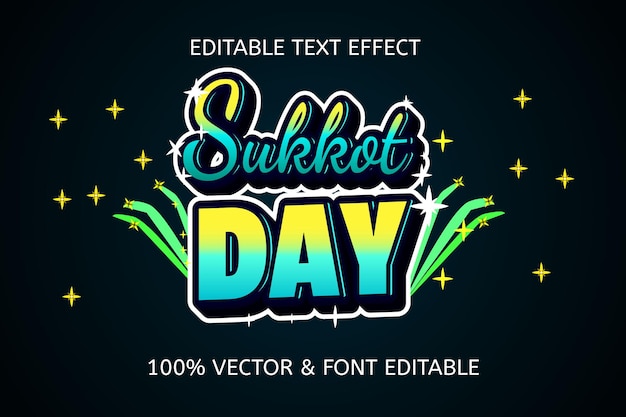 Sukkot day style cartoon editable text effect