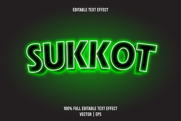 Vector sukkot editable text effect 3 dimension emboss neon style