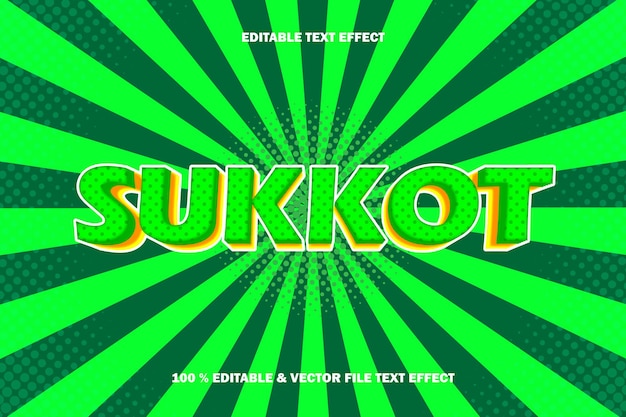 Sukkot editable text effect emboss cartoon comic style