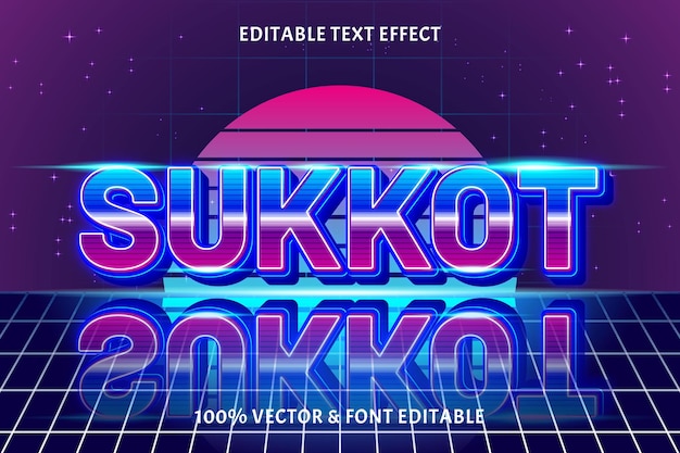 Vector sukkot editable text effect retro style