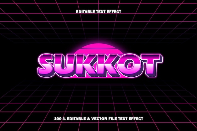 Vector sukkot editable text effect retro style