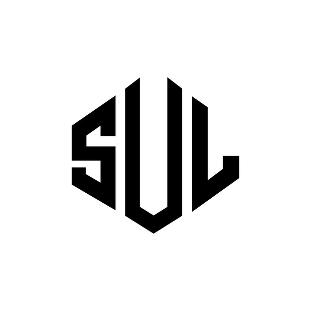 SUL letter logo design with polygon shape SUL polygon and cube shape logo design SUL hexagon vector logo template white and black colors SUL monogram business and real estate logo