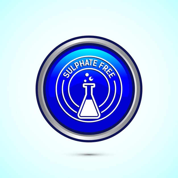 Sulfaatvrije icoon ontwerp illustratie Geen sulfaat badge label voor productgarantie Blauwe kleur ronde knop ontwerp