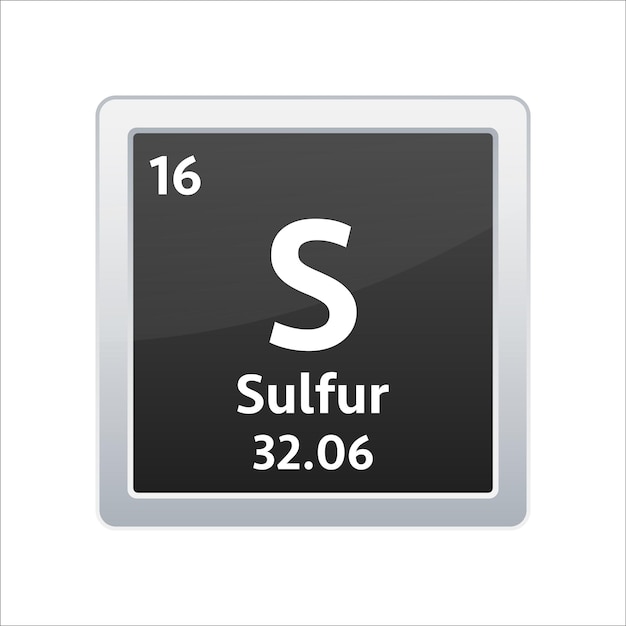 Sulfur symbol Chemical element of the periodic table Vector stock illustration