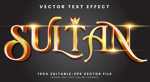 Vector sultan king style editable text effect template