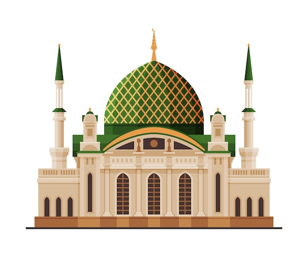 Sultan Qaboos Mosque Muscat City Architecture Travel to Oman Famous Landmark Historical Building Flat Vector Illustration