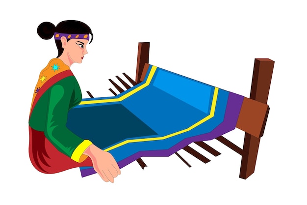 Sumatra weaving tradition handcraft vector illustration