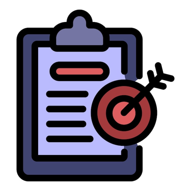 Summary target icon Outline summary target vector icon color flat isolated