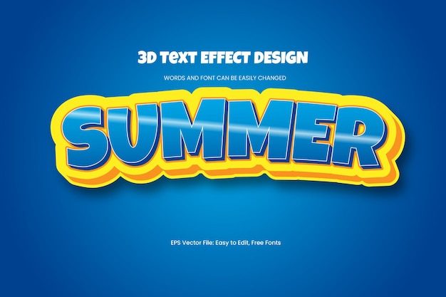 Summer 100 editable 3D text effect vector designs