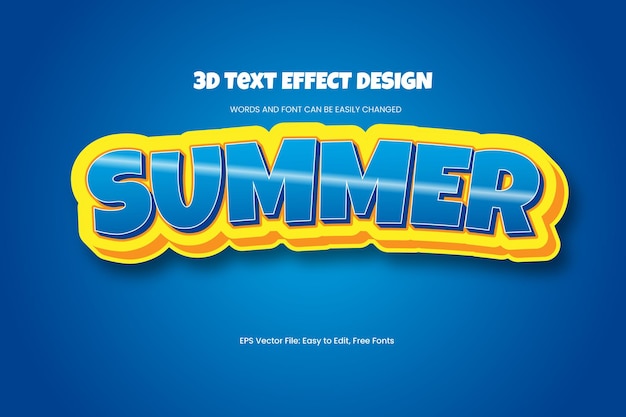 Summer 100 editable 3d text effect vector designs