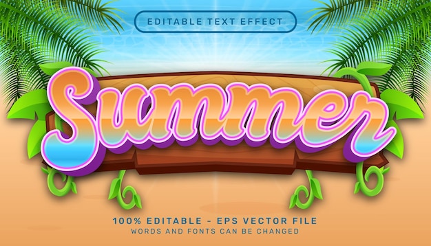 summer 3d editable text effect and sea landscape background