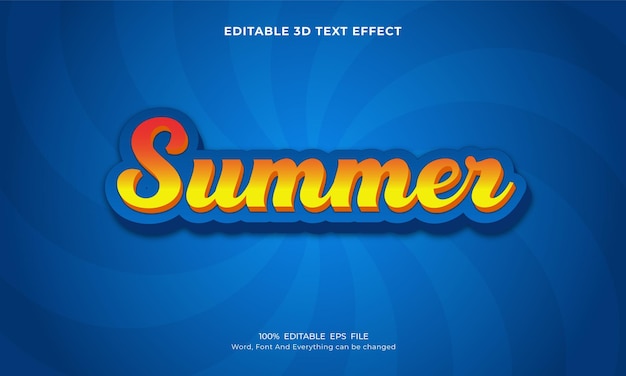 Summer 3d editable text effect template Premium Vector