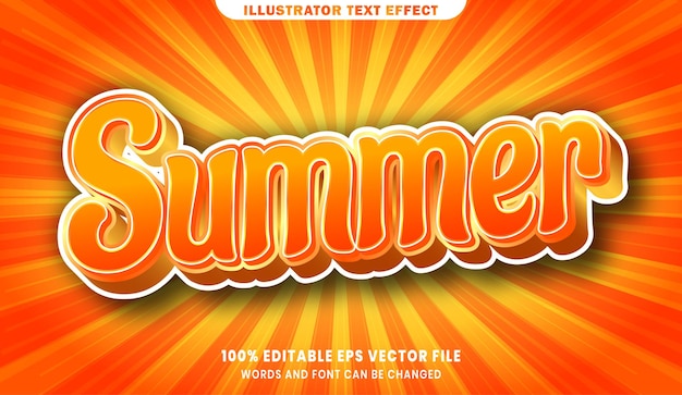 Vector summer 3d editable text style effect