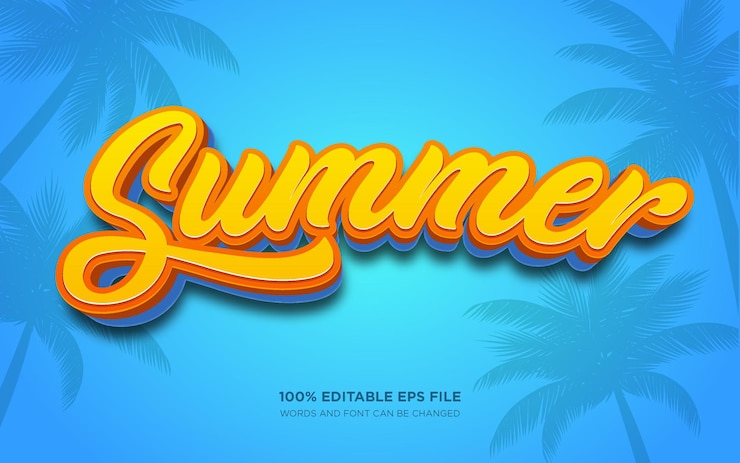 Vector summer 3d editable text style effect