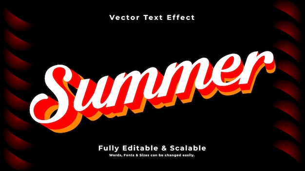 Summer 3D Vector Text Effect Fully Editable Print Ready