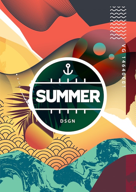 Vector summer abstract background with mixed textures