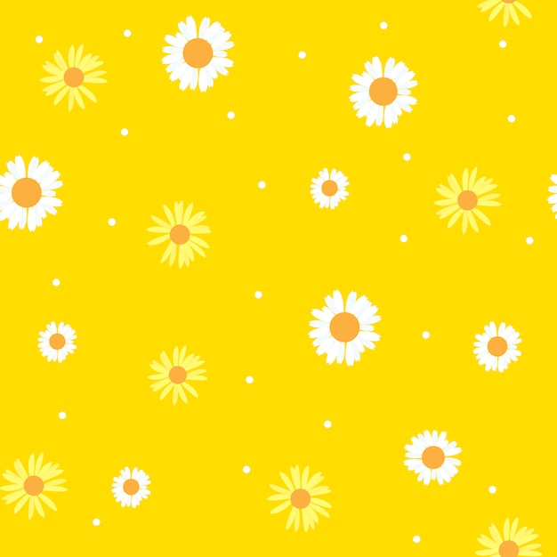 Vector summer abstract seamless pattern background with flowers.