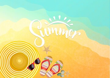 Premium Vector | Summer accessories on beach background