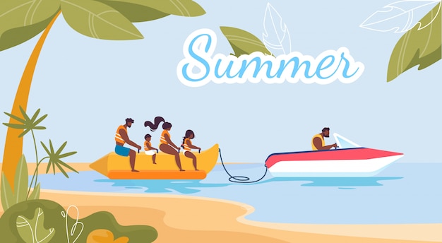 여름 활동 및 재미있는 광고 플랫 포스터