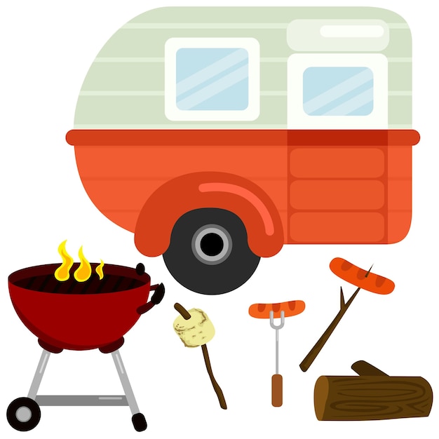 Vector summer activity fun camping clipart