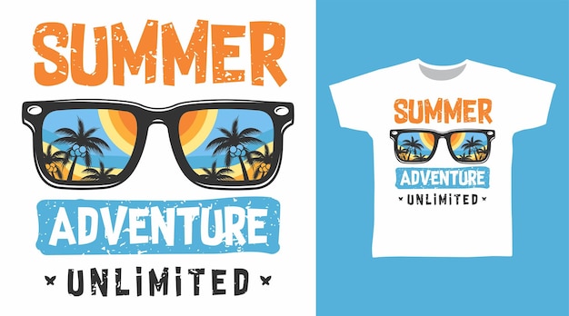 夏の冒険タイポグラフィTシャツのコンセプトデザイン