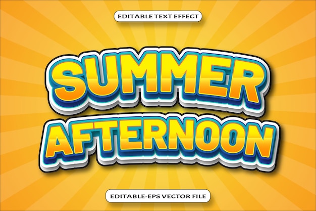 Summer Afternoon Editable Text Effect 3 D Emboss Style Design