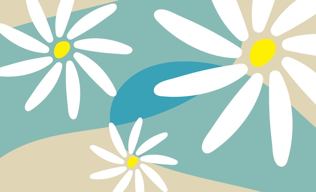 Summer background and banner with water and flowers in vector abstract shape