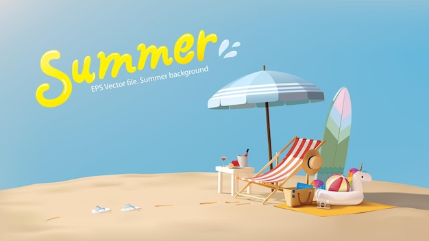 Vector summer background horizontal colorful banner vector template
