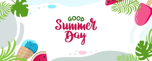 Summer background Inscription good summer day Website cap Vacation concept Colorful horizontal