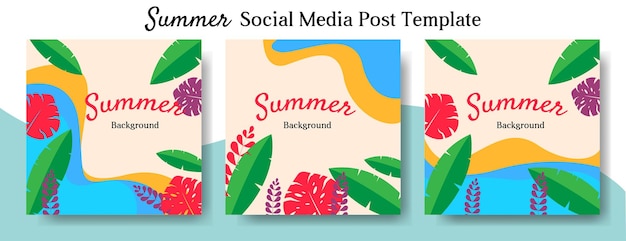 夏の背景ソーシャルメディア投稿テンプレートデザイン