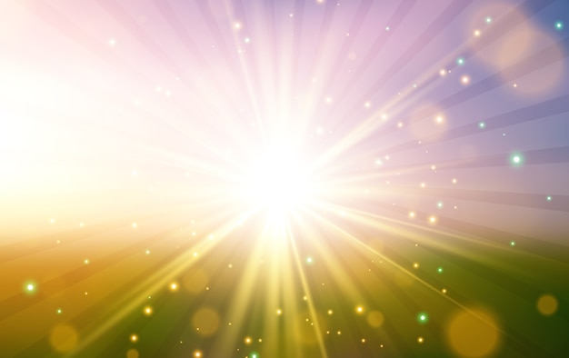 Summer background. Star burst with sparkles. Yellow sun with rays.