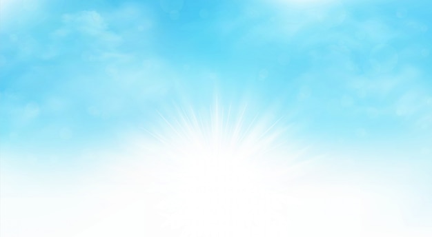 Summer background of sunburst blue sky wide scene artwork. 