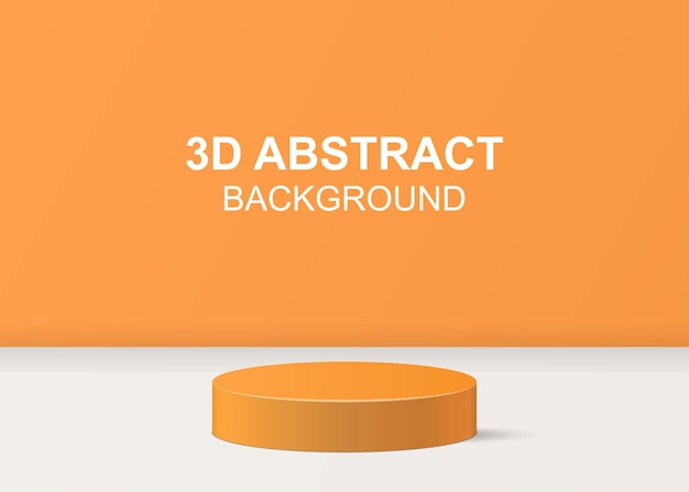 Summer background vector 3d cylinder background in orange color Abstract background 3d vector illustration concept Scene for cosmetic presentation in vector file