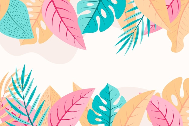 Summer background vector design with tropical leaves