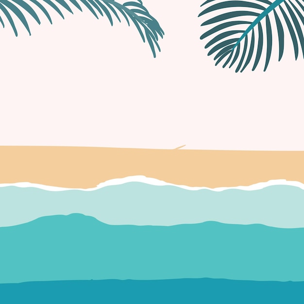 Vector summer background with coconut tree palm on the beach