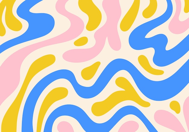 Vector summer background with colorful leaking line in bright blue, pink, yellow colors.