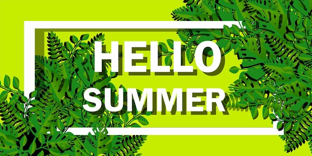 summer background with leaf decoration vector design