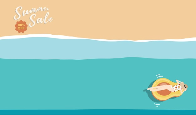 Summer background with sea and beach Vector summer banner