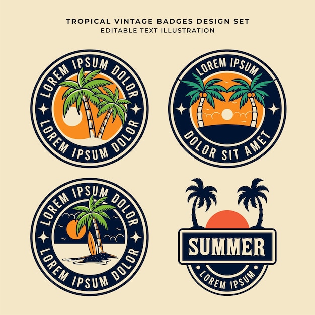 Пакет иллюстраций логотипа летних значков