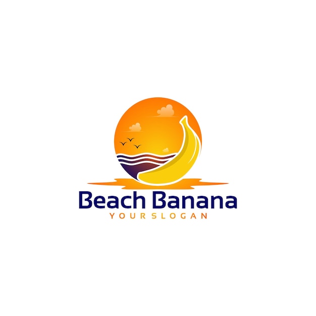 여름 바나나 해변 로고 영감