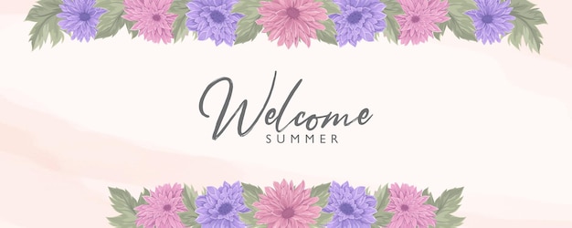 Summer banner design with beautiful chrysanthemum flower