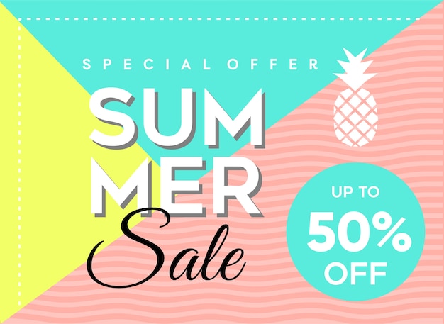 Vector summer banner sale design template