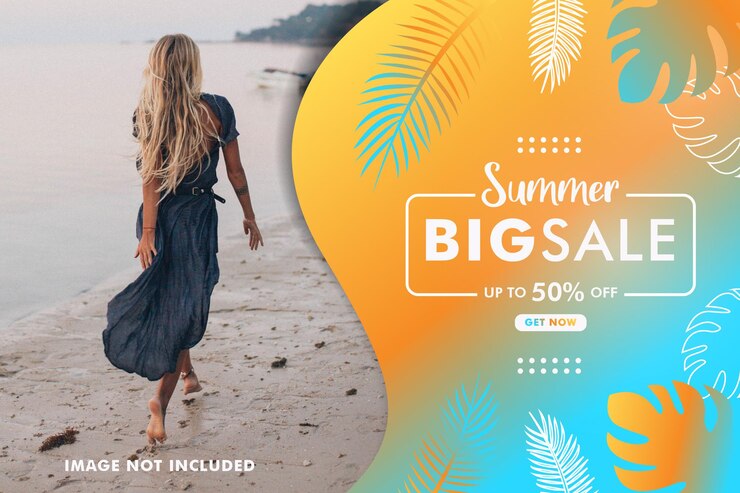 Vector summer banner sale design template