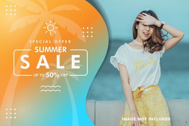 Vector summer banner sale design template